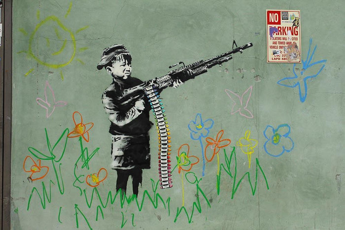 Banksy Crayon Child Soldier Wall Mural Wallpaper