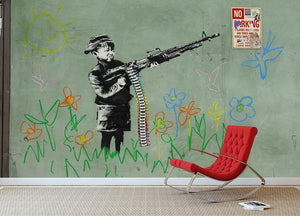 Banksy Crayon Child Soldier Wall Mural Wallpaper - Canvas Art Rocks - 2