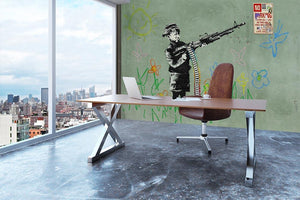 Banksy Crayon Child Soldier Wall Mural Wallpaper - Canvas Art Rocks - 3