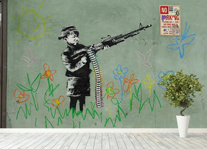 Banksy Crayon Child Soldier Wall Mural Wallpaper - Canvas Art Rocks - 4
