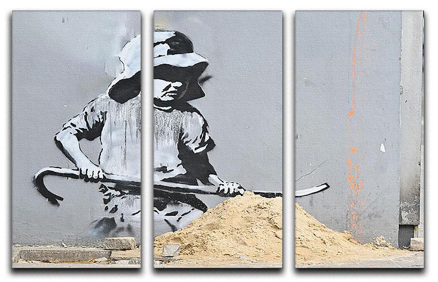 Banksy Crowbar Girl 3 Split Panel Canvas Print - Canvas Art Rocks - 1
