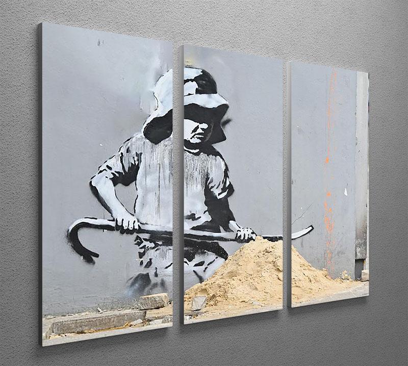 Banksy Crowbar Girl 3 Split Panel Canvas Print - Canvas Art Rocks - 2
