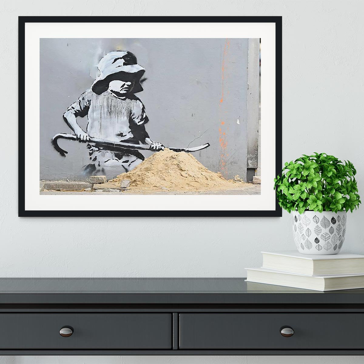 Banksy Crowbar Girl Framed Print - Canvas Art Rocks - 1