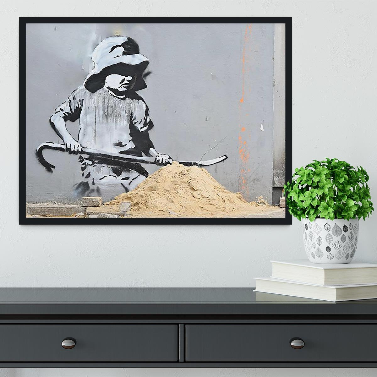 Banksy Crowbar Girl Framed Print - Canvas Art Rocks - 2
