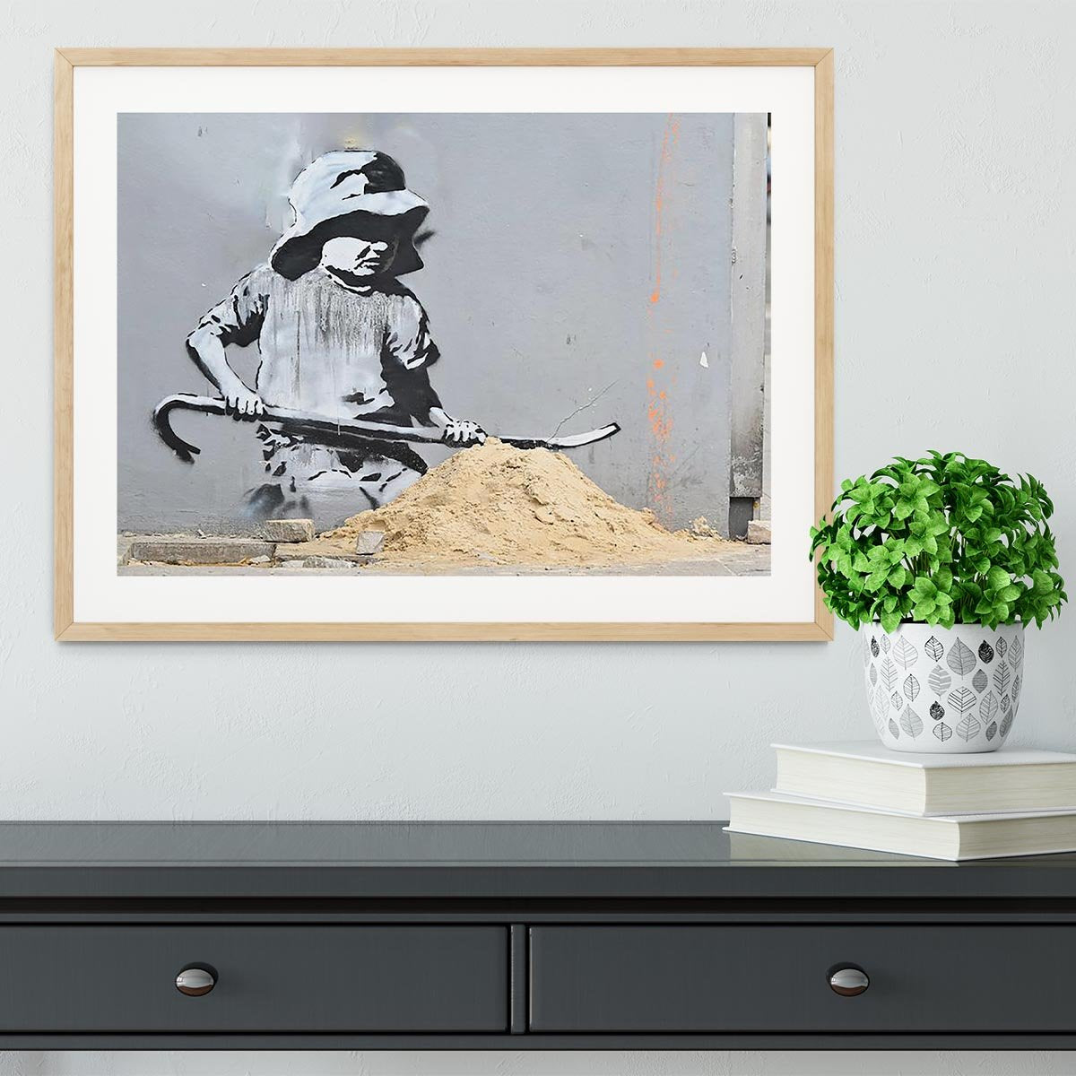 Banksy Crowbar Girl Framed Print - Canvas Art Rocks - 3
