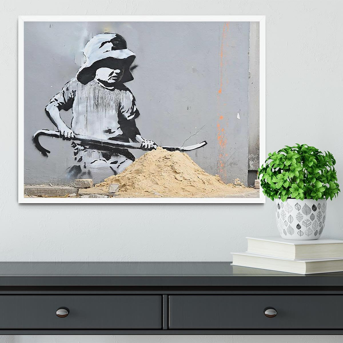 Banksy Crowbar Girl Framed Print - Canvas Art Rocks -6