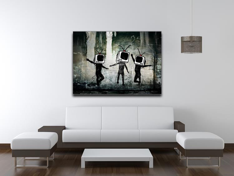 Banksy Dancing TV Heads Print - Canvas Art Rocks - 4