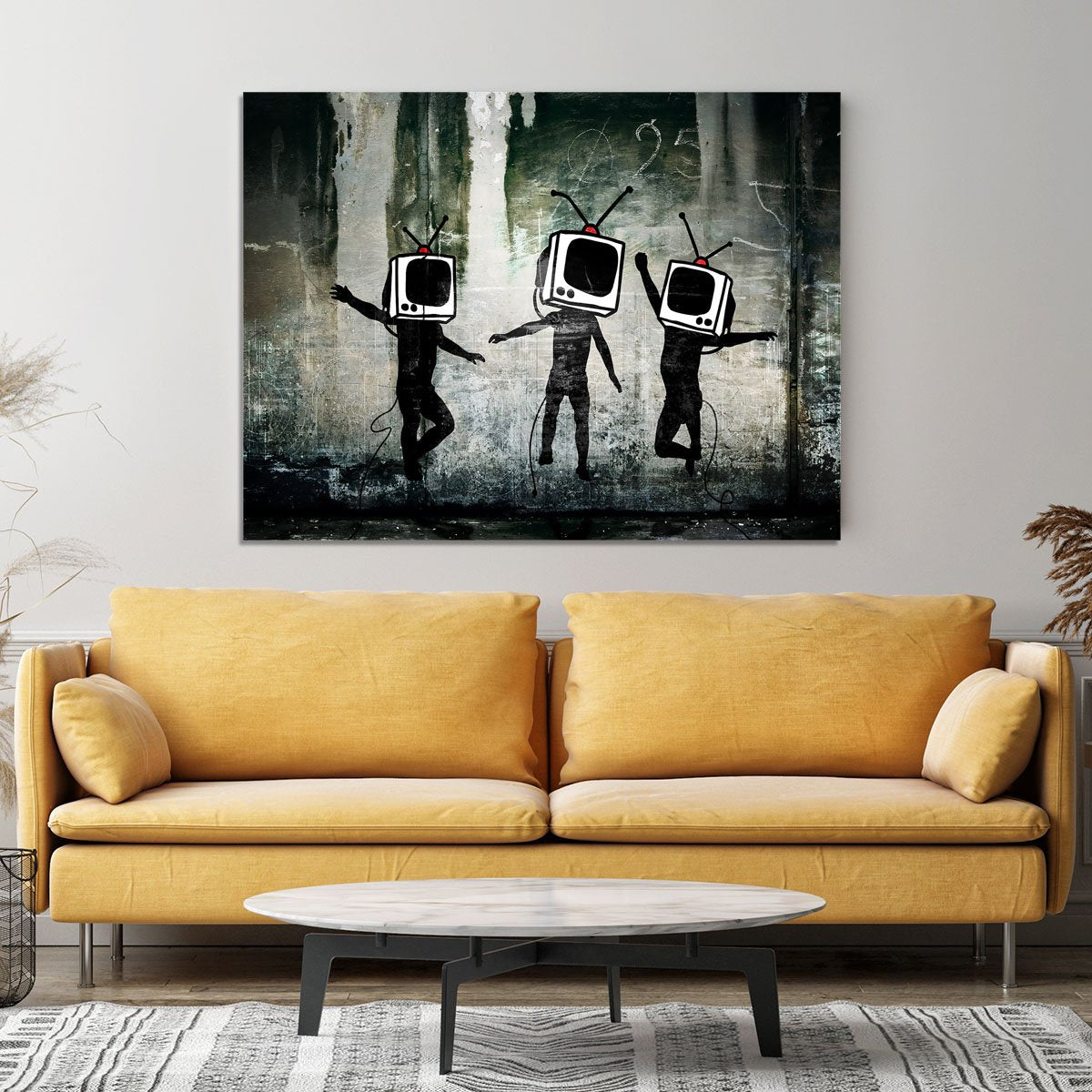 Banksy Dancing TV Heads Canvas Print or Poster