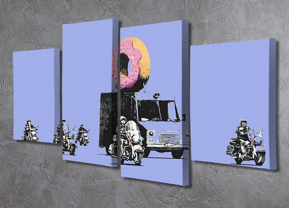 Banksy Doughnut Police Blue 4 Split Panel Canvas - Canvas Art Rocks - 2