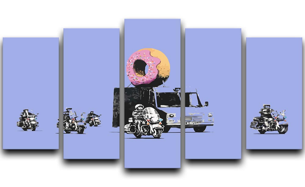 Banksy Doughnut Police Blue 5 Split Panel Canvas - Canvas Art Rocks - 1