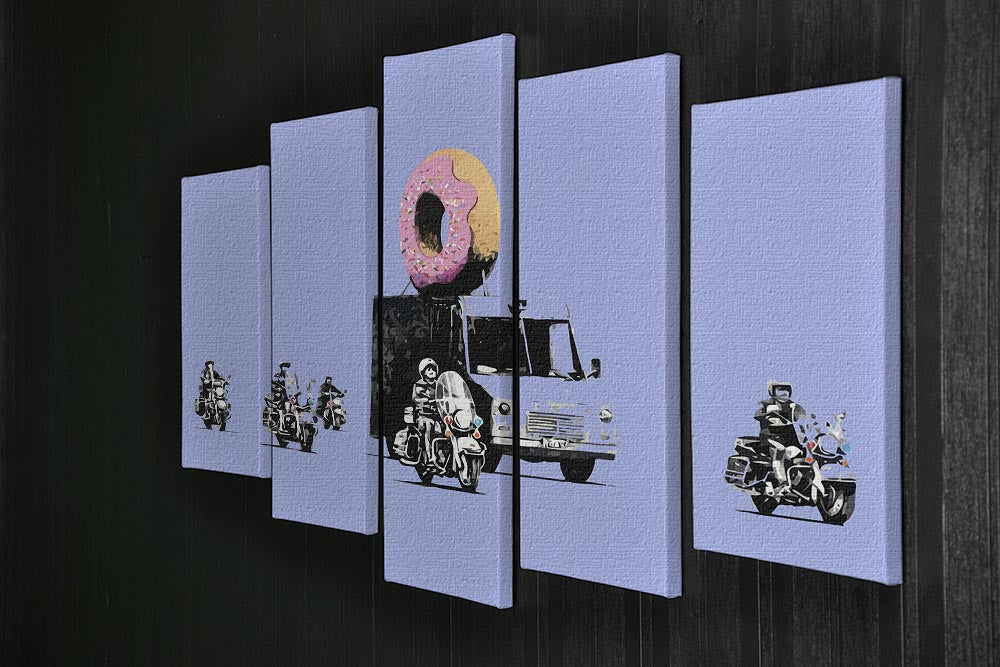 Banksy Doughnut Police Blue 5 Split Panel Canvas - Canvas Art Rocks - 2