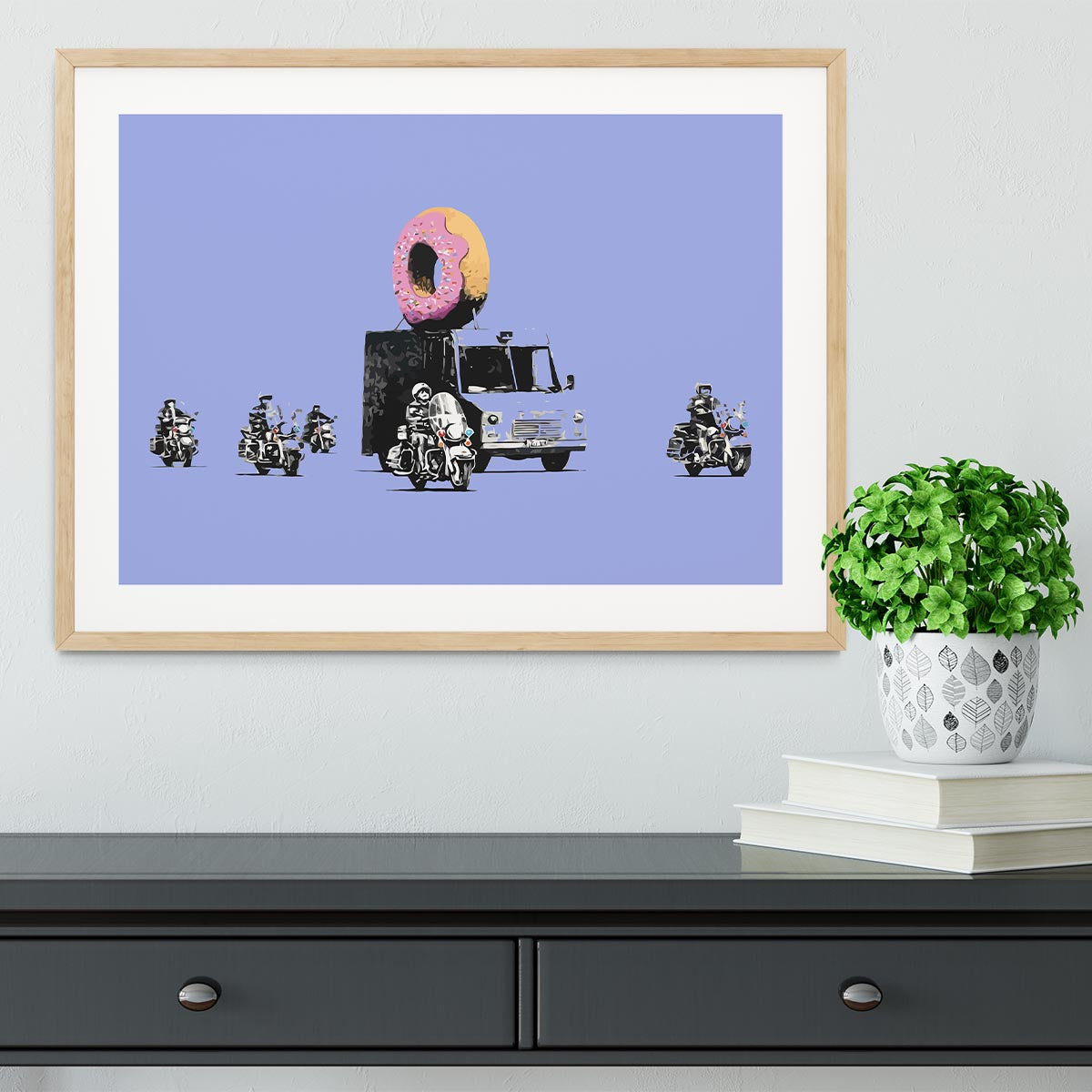 Banksy Doughnut Police Blue Framed Print - Canvas Art Rocks - 3