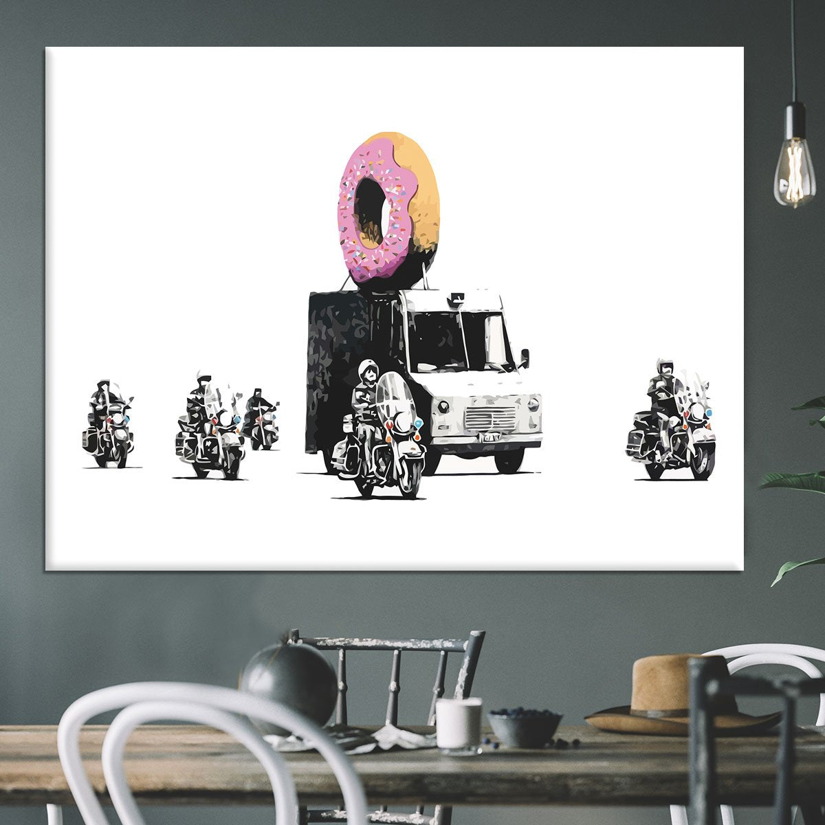 Banksy Doughnut Police Escort Canvas Print or Poster