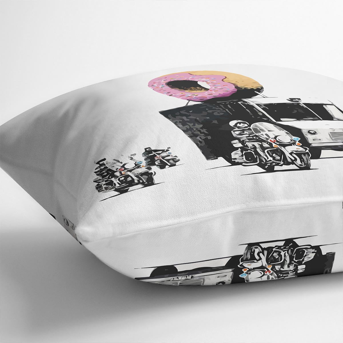 Banksy Doughnut Police Escort Cushion