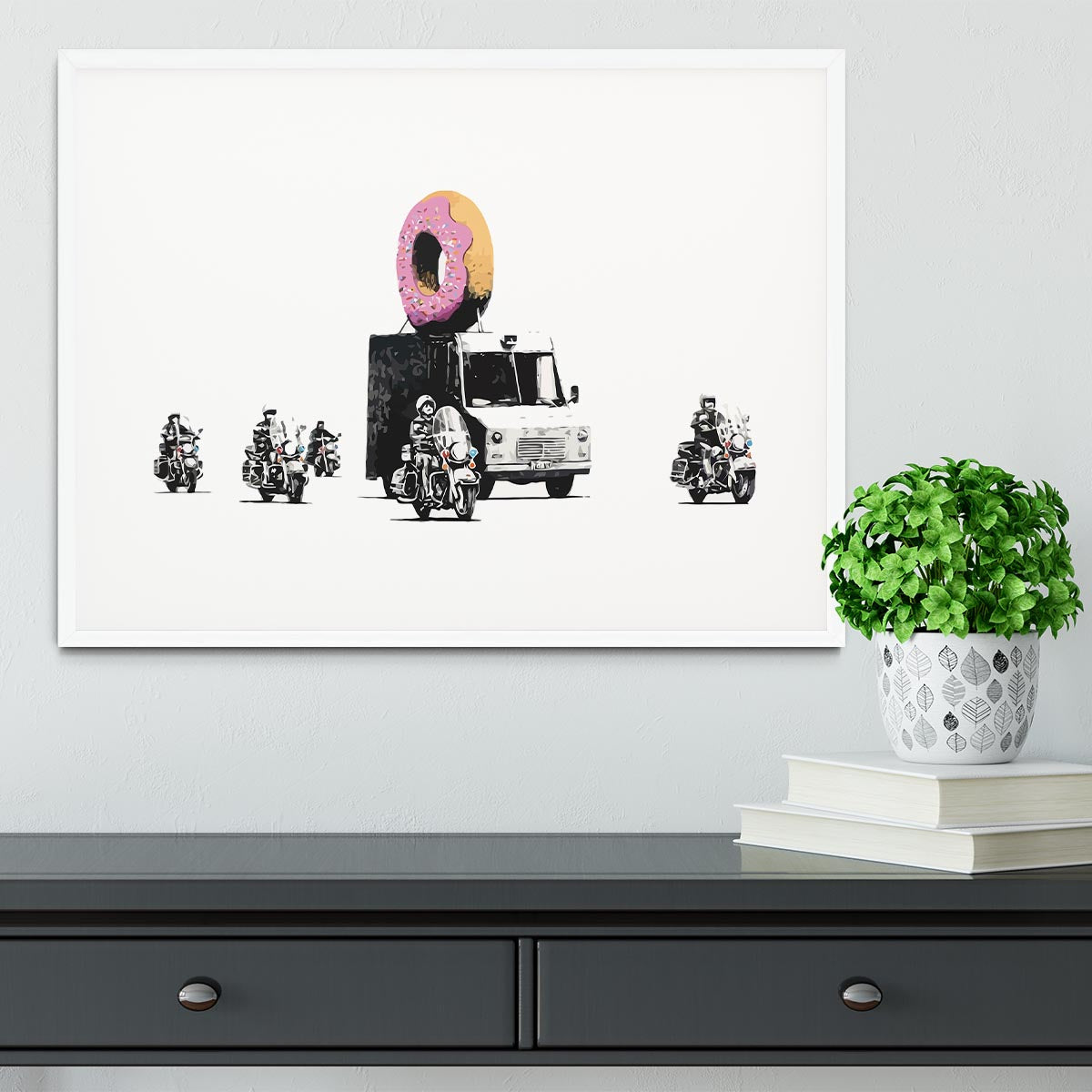 Banksy Doughnut Police Escort Framed Print - Canvas Art Rocks - 5