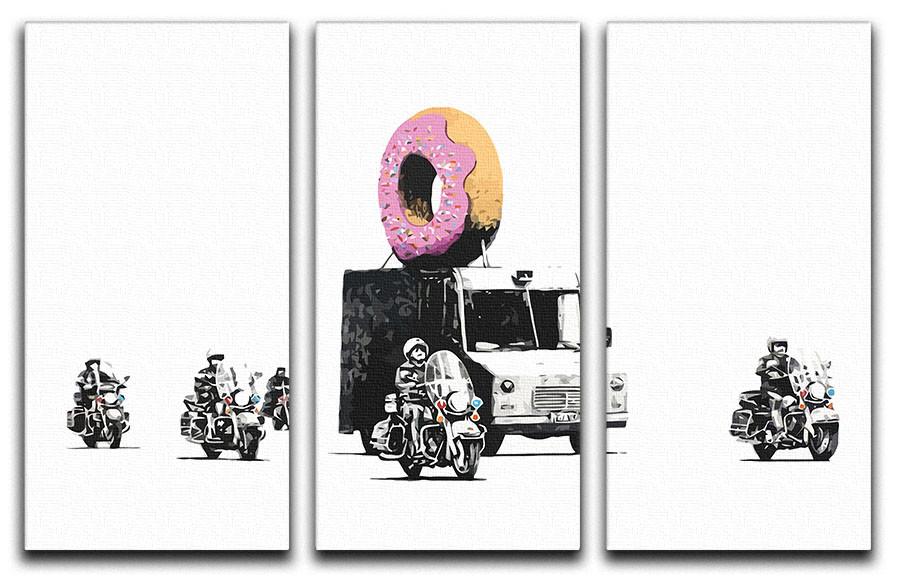 Banksy Doughnut Police Escort 3 Split Panel Canvas Print - Canvas Art Rocks