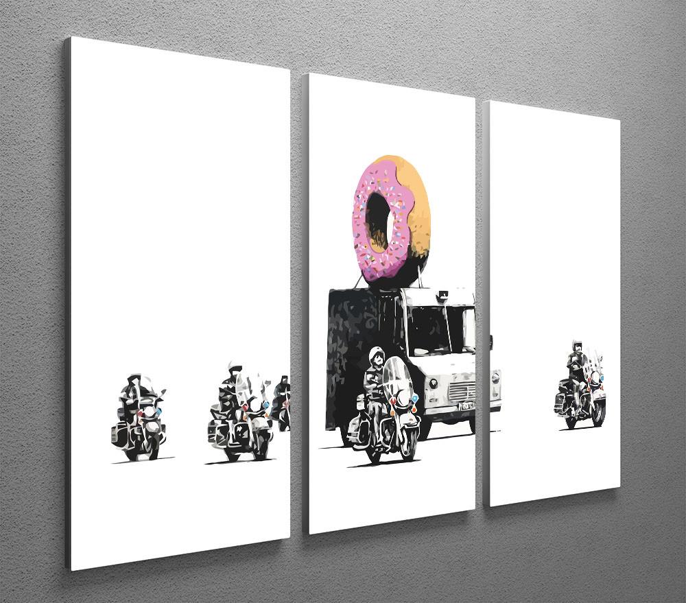 Banksy Doughnut Police Escort 3 Split Panel Canvas Print - Canvas Art Rocks