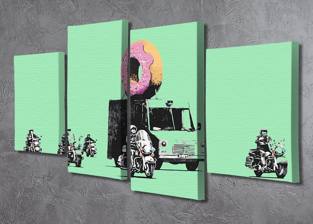 Banksy Doughnut Police Green 4 Split Panel Canvas - Canvas Art Rocks - 2