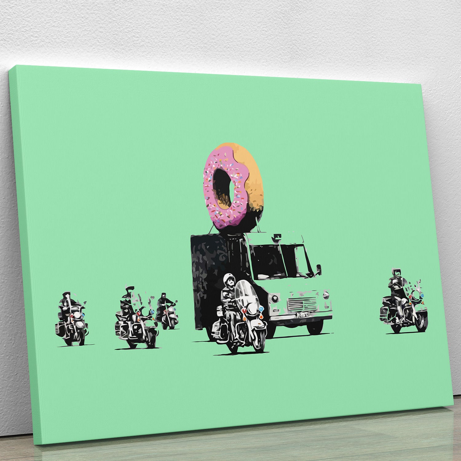 Banksy Doughnut Police Green Canvas Print or Poster - Canvas Art Rocks - 1