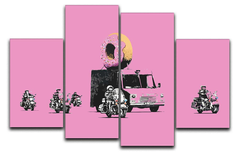 Banksy Doughnut Police Pink 4 Split Panel Canvas - Canvas Art Rocks - 1