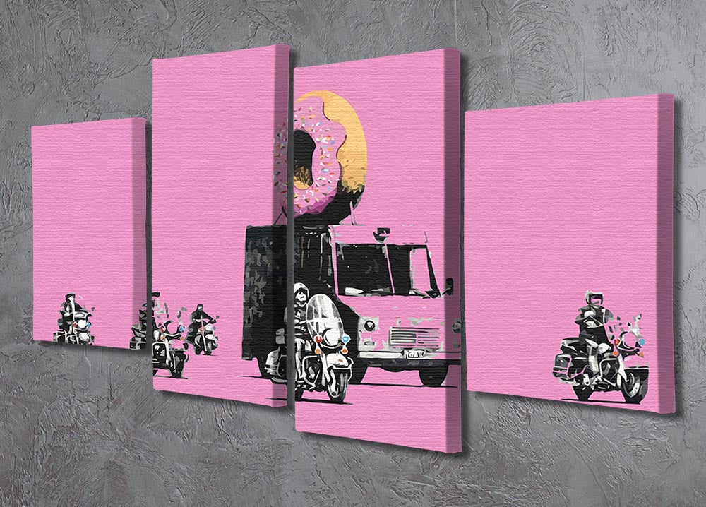 Banksy Doughnut Police Pink 4 Split Panel Canvas - Canvas Art Rocks - 2