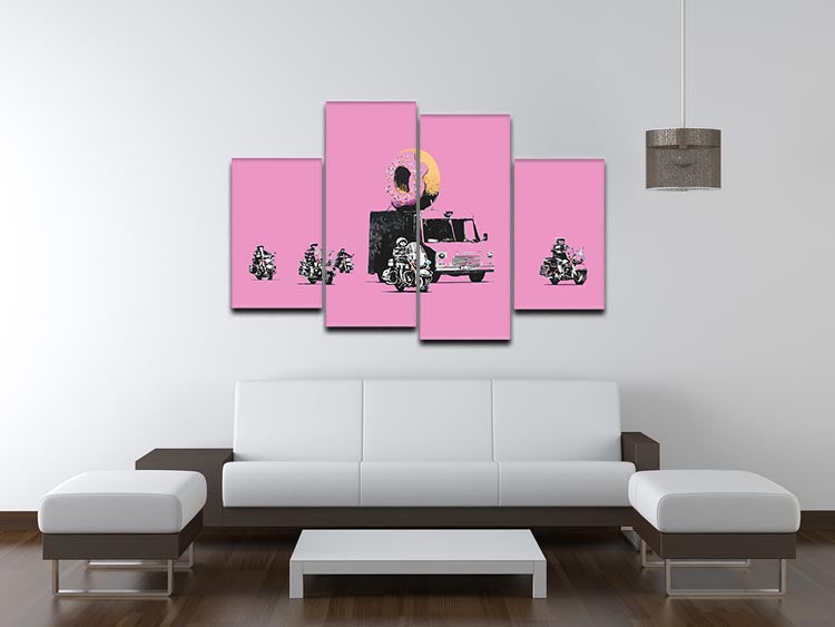 Banksy Doughnut Police Pink 4 Split Panel Canvas - Canvas Art Rocks - 3