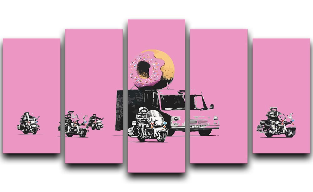 Banksy Doughnut Police Pink 5 Split Panel Canvas - Canvas Art Rocks - 1