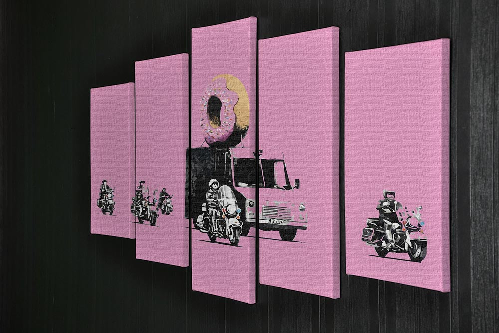 Banksy Doughnut Police Pink 5 Split Panel Canvas - Canvas Art Rocks - 2