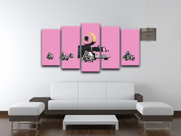 Banksy Doughnut Police Pink 5 Split Panel Canvas - Canvas Art Rocks - 3