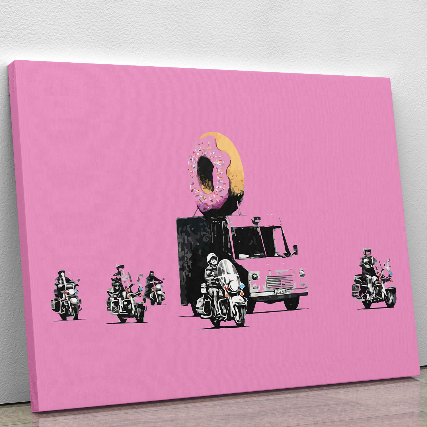 Banksy Doughnut Police Pink Canvas Print or Poster - Canvas Art Rocks - 1