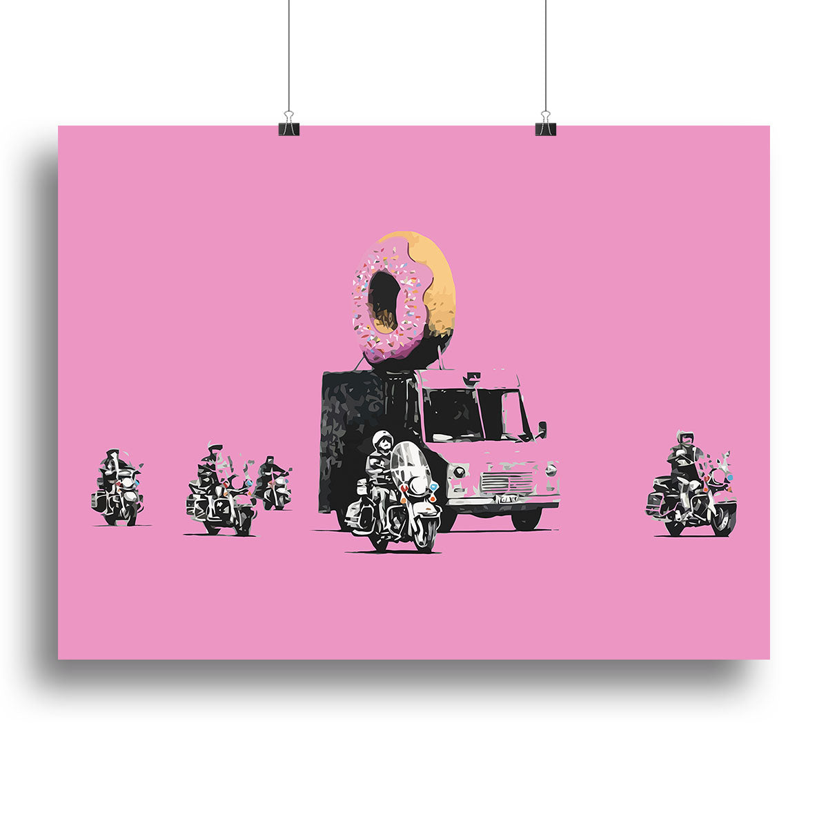 Banksy Doughnut Police Pink Canvas Print or Poster - Canvas Art Rocks - 2