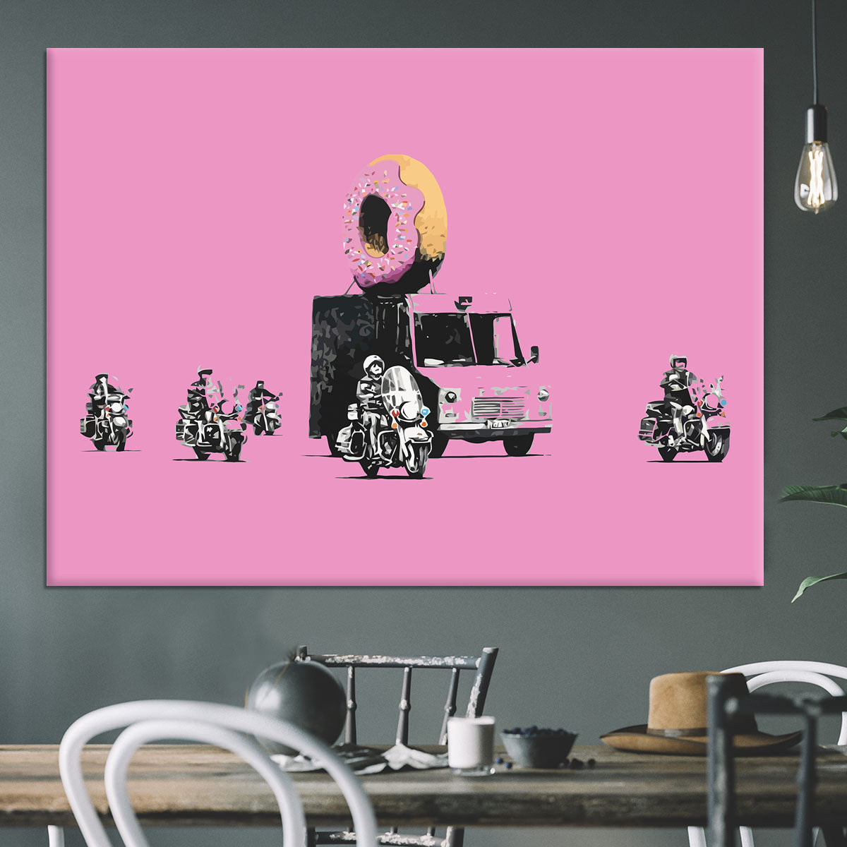 Banksy Doughnut Police Pink Canvas Print or Poster - Canvas Art Rocks - 3