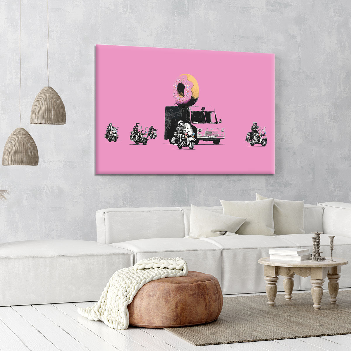 Banksy Doughnut Police Pink Canvas Print or Poster - Canvas Art Rocks - 6