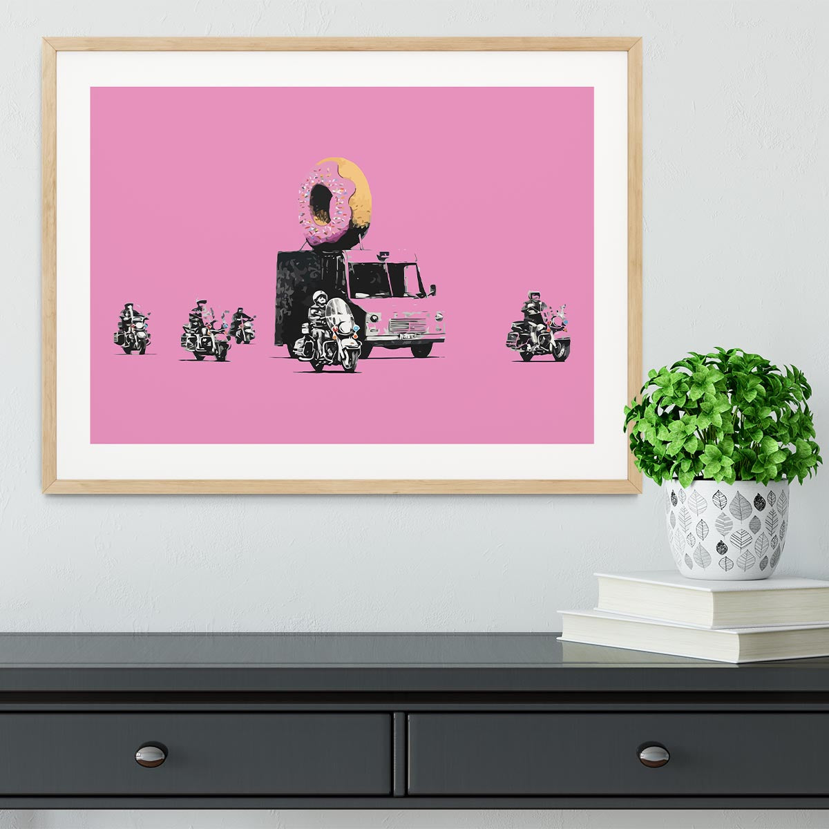 Banksy Doughnut Police Pink Framed Print - Canvas Art Rocks - 3