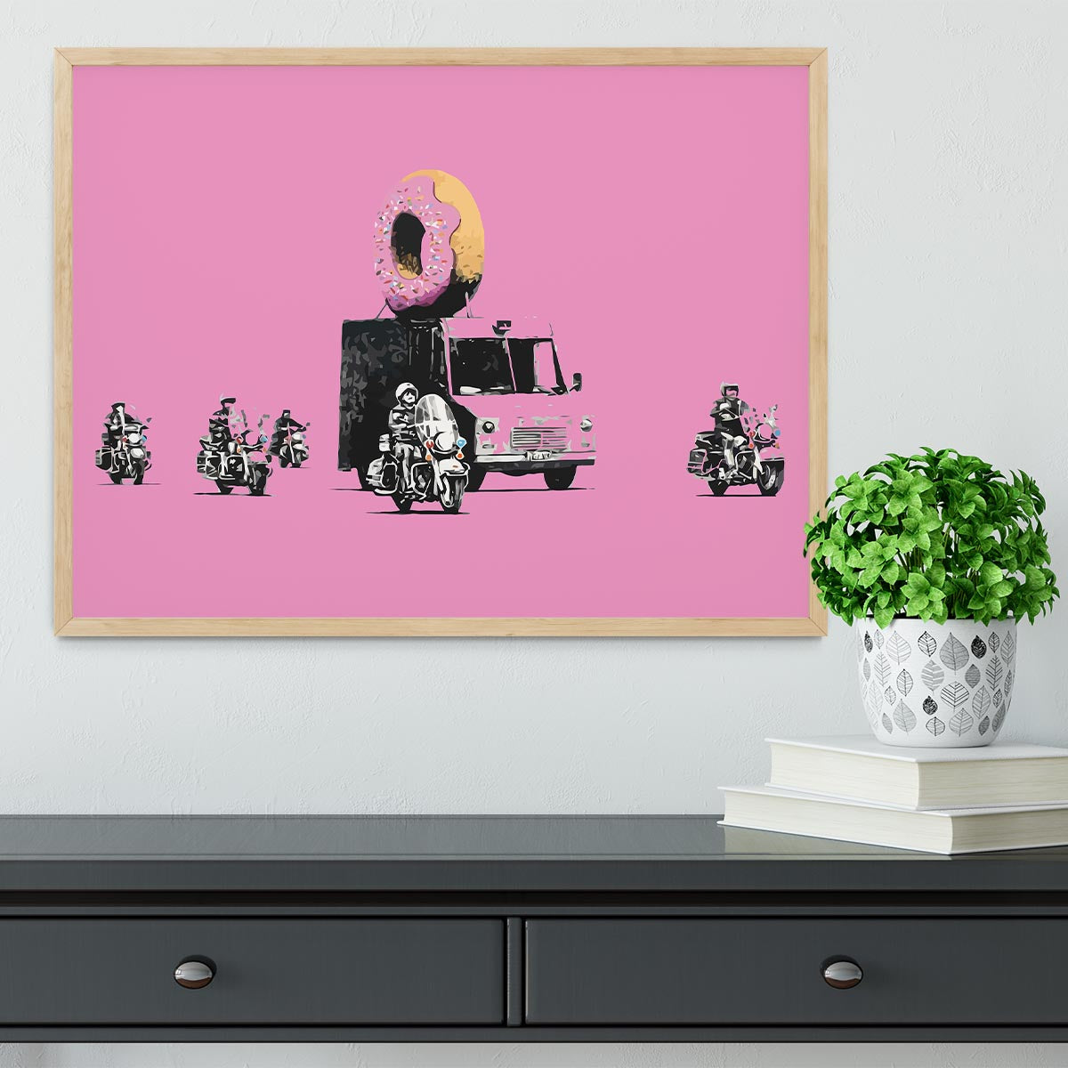 Banksy Doughnut Police Pink Framed Print - Canvas Art Rocks - 4