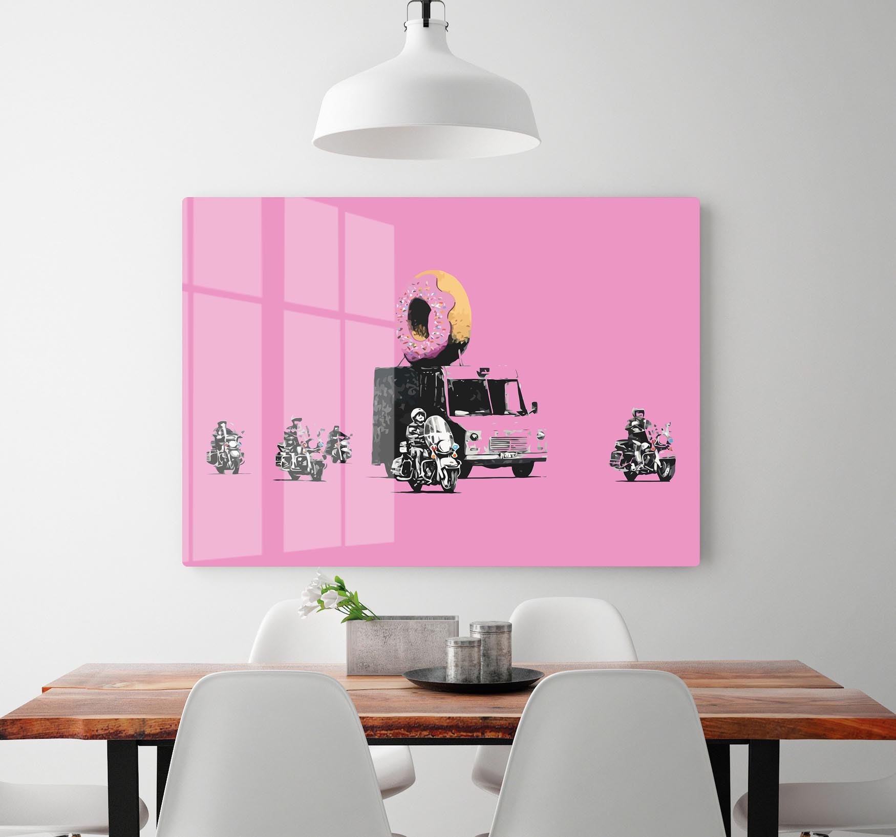 Banksy Doughnut Police Pink Acrylic Block - Canvas Art Rocks - 2