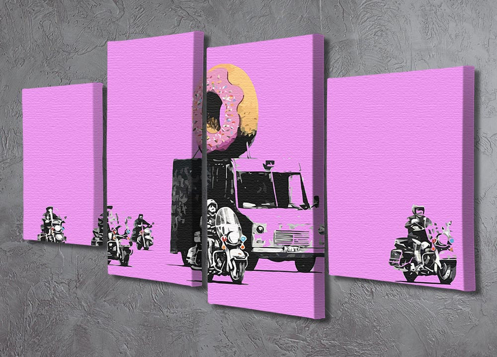Banksy Doughnut Police Purple 4 Split Panel Canvas - Canvas Art Rocks - 2