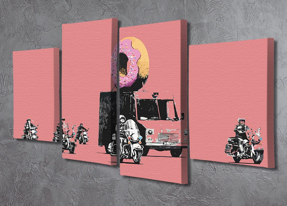 Banksy Doughnut Police Red 4 Split Panel Canvas - Canvas Art Rocks - 2