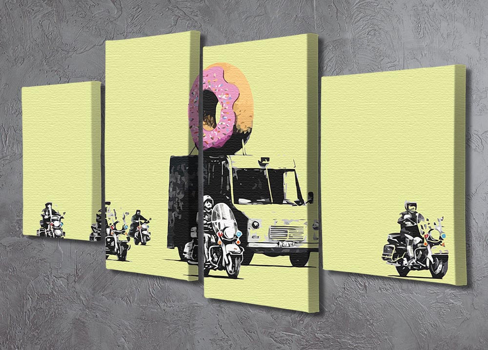 Banksy Doughnut Police Yellow 4 Split Panel Canvas - Canvas Art Rocks - 2