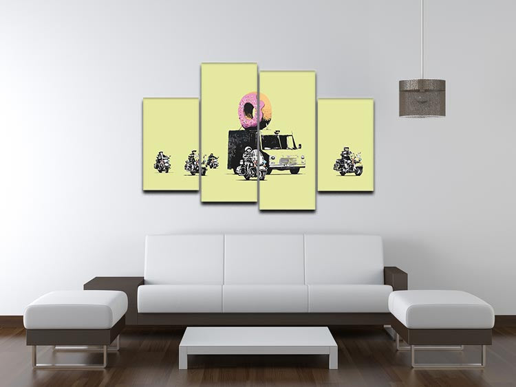 Banksy Doughnut Police Yellow 4 Split Panel Canvas - Canvas Art Rocks - 3