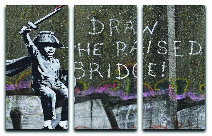 Banksy Draw The Raised Bridge 3 Split Panel Canvas Print - Canvas Art Rocks - 1