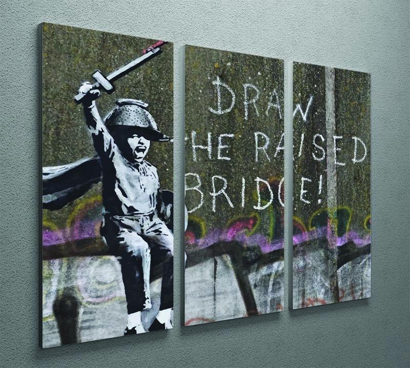 Banksy Draw The Raised Bridge 3 Split Panel Canvas Print - Canvas Art Rocks - 2