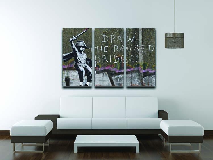 Banksy Draw The Raised Bridge 3 Split Panel Canvas Print - Canvas Art Rocks - 3