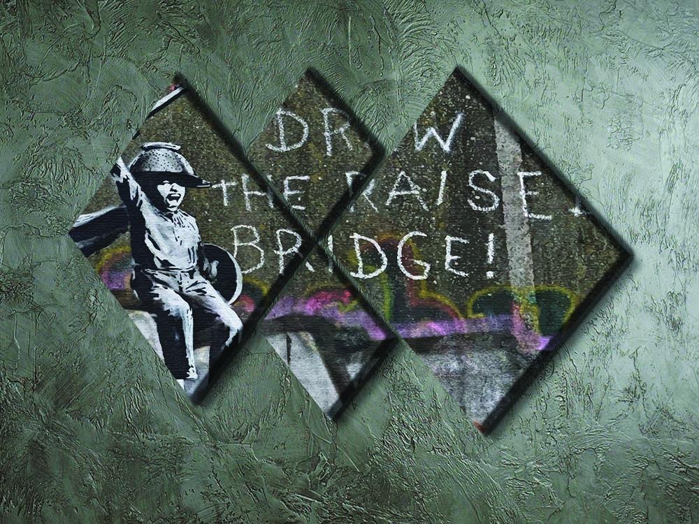 Banksy Draw The Raised Bridge 4 Square Multi Panel Canvas - Canvas Art Rocks - 2