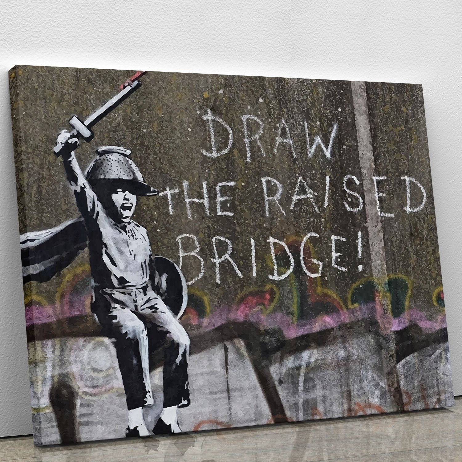 Banksy Draw The Raised Bridge Canvas Print or Poster