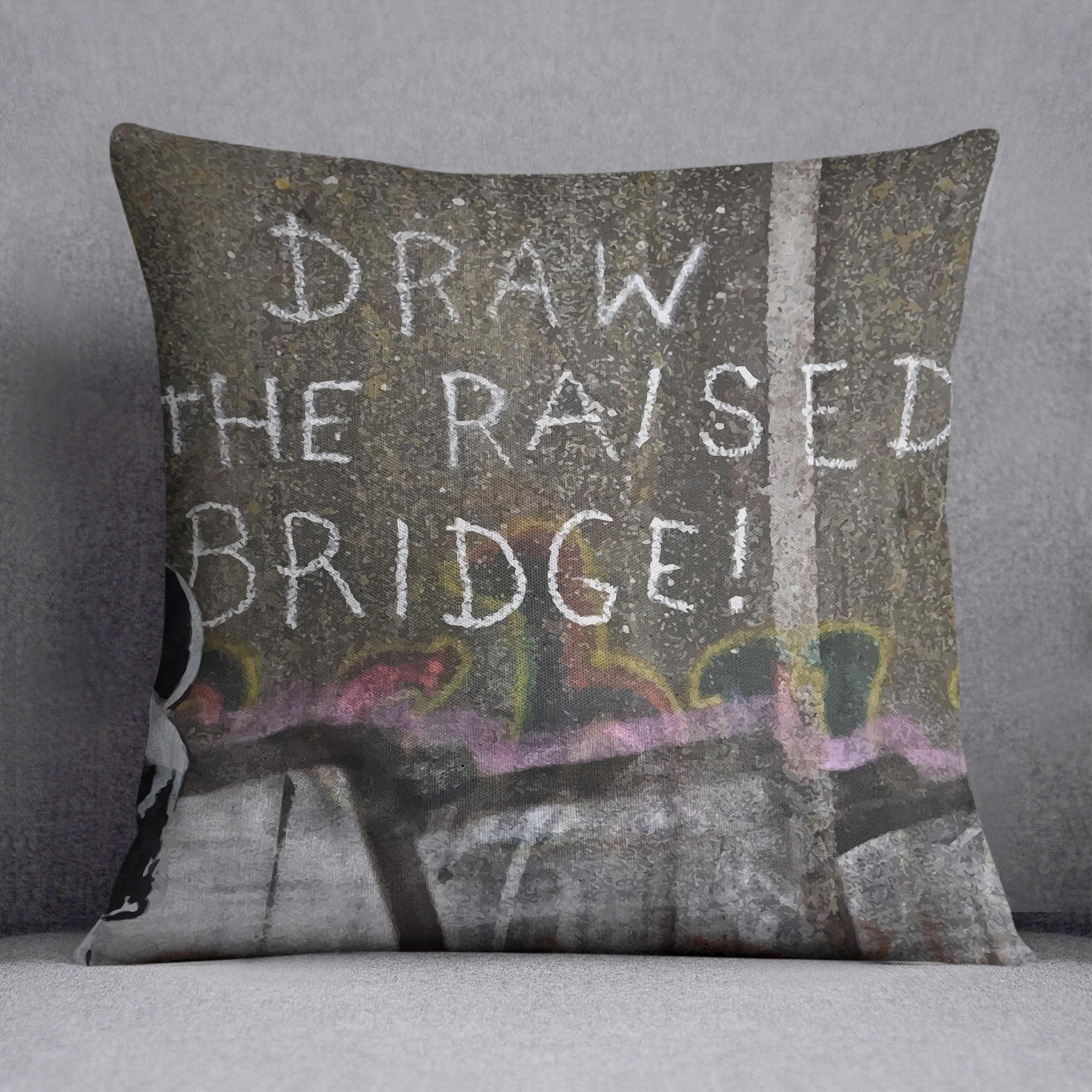 Banksy Draw The Raised Bridge Cushion