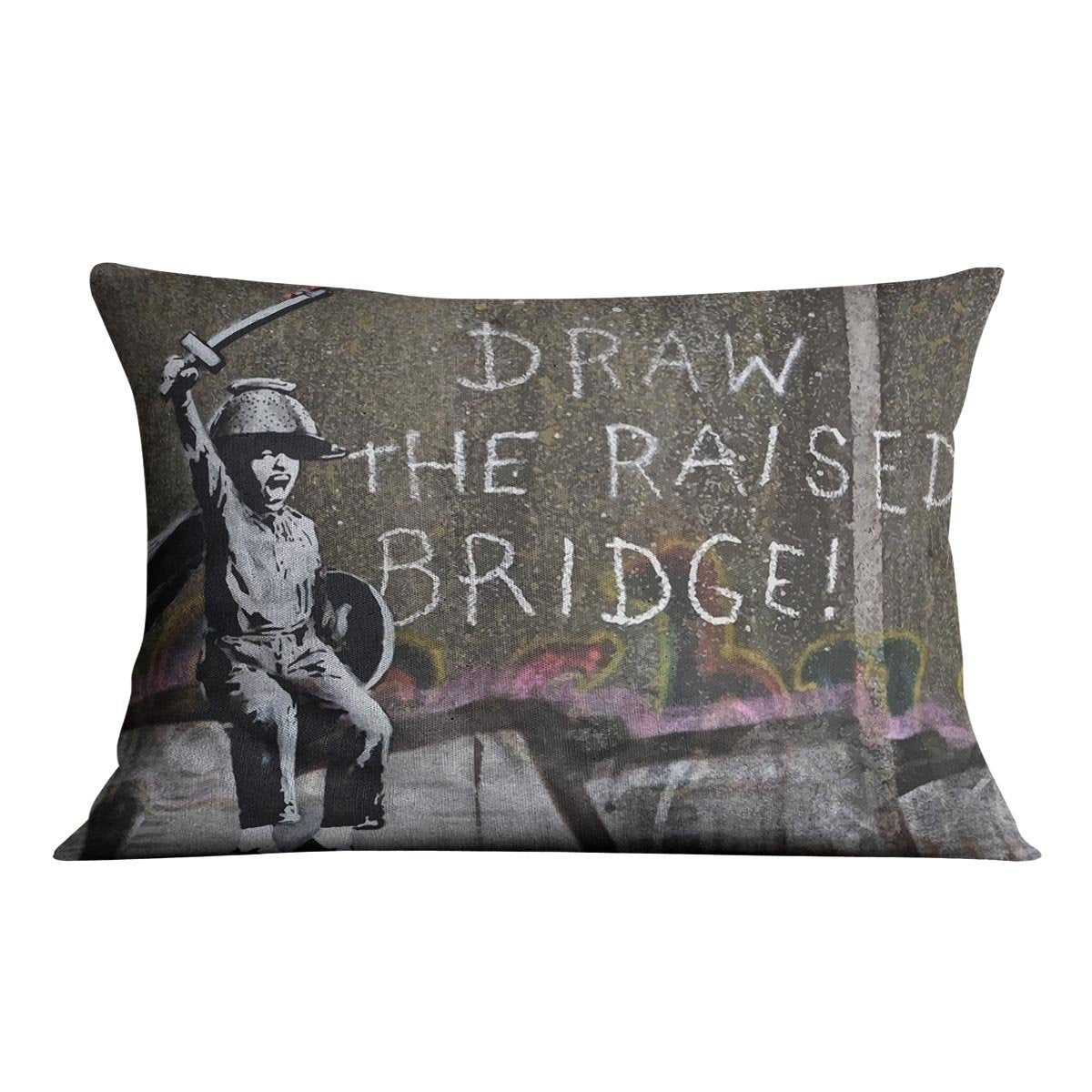 Banksy Draw The Raised Bridge Cushion