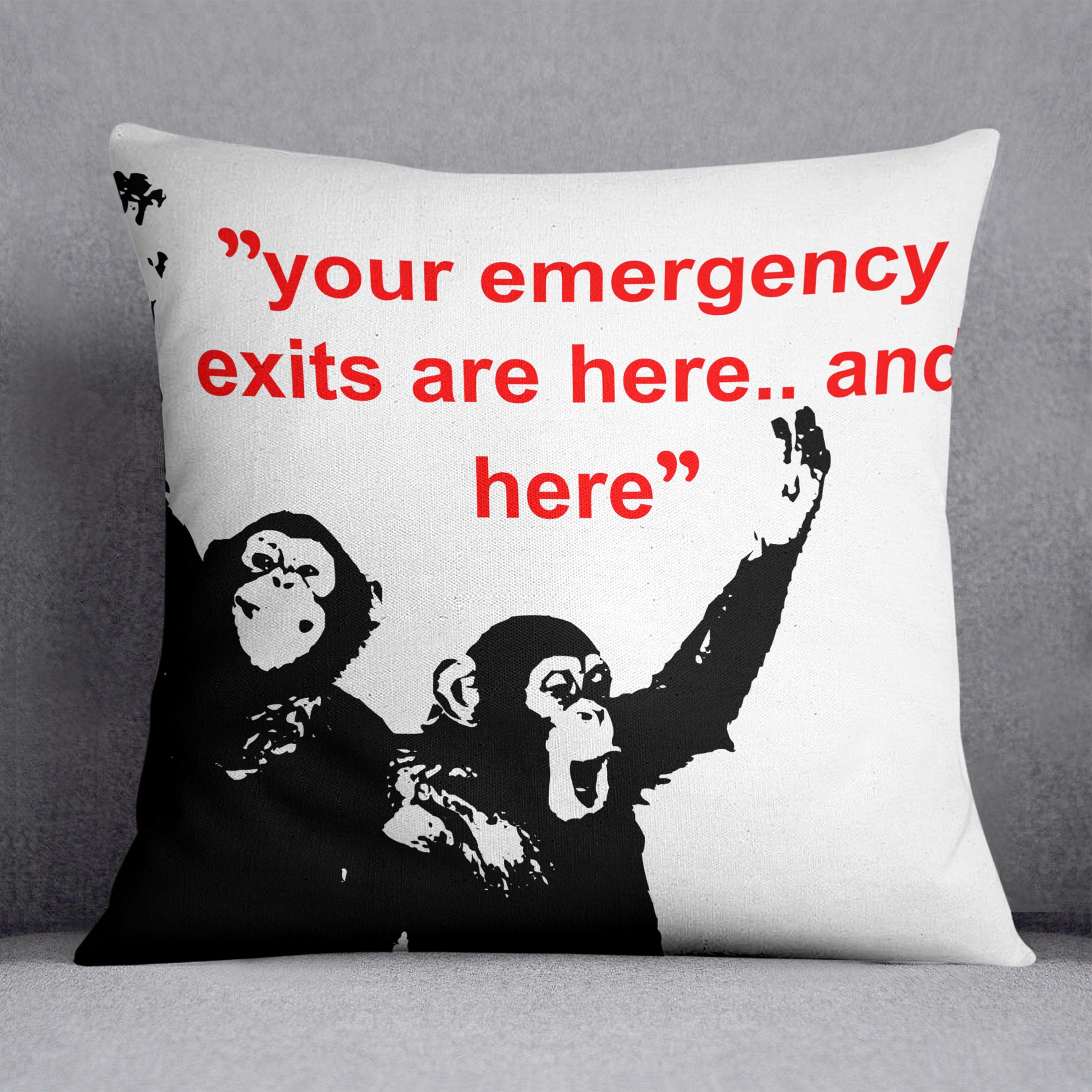 Banksy Emergency Exits Cushion
