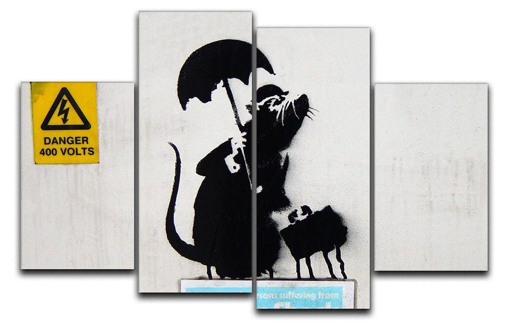 Banksy English Rat 4 Split Panel Canvas  - Canvas Art Rocks - 1
