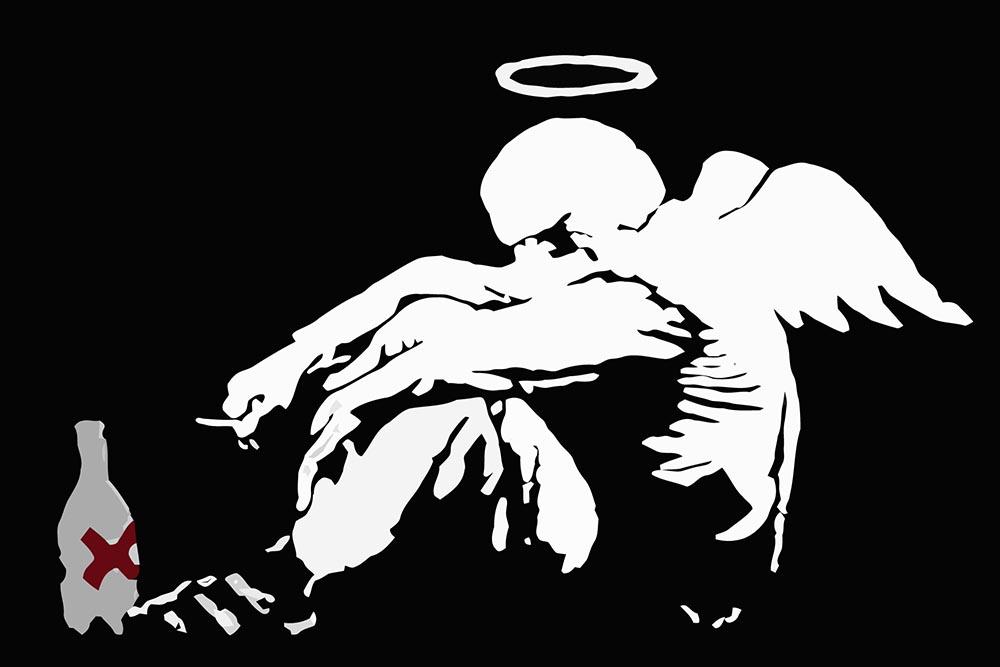 Banksy Fallen Angel Wall Mural Wallpaper - Canvas Art Rocks - 1